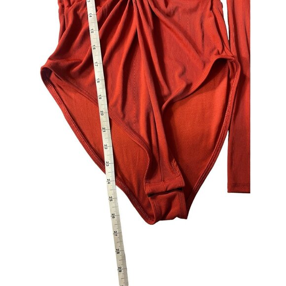 Topshop Women's Dark Orange Long Sleeve Onepiece Bodysuit - Picture 6 of 6